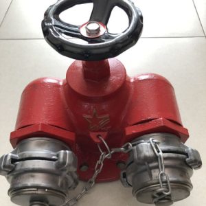 Họng tiếp nước chữa cháy D100 2 cửa ra D65 (có tay xoay)